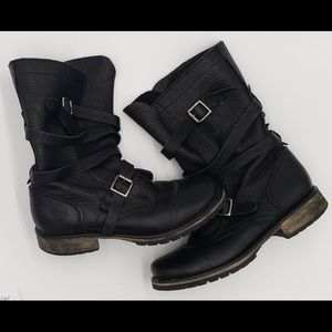 Black leather Steve Madden Combat Boots size 8.5